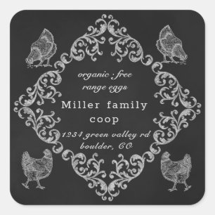 Sticker Carré bordure vintage boîte d'oeuf en tableau noir