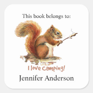 Sticker Carré BORN TO GO CAMPING Fun Squirl Cute Animal quota