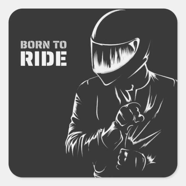 Sticker Carré BORN TO RIDE" Motorcycle Biker Helme (Devant)