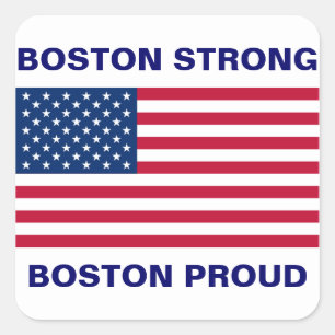 Sticker Carré Boston forte et fière avec drapeau américain patri