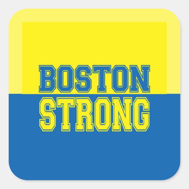 Sticker Carré Boston Strong Gift Jaune et Bleu (Devant)