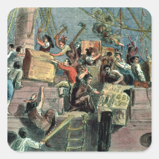 Sticker Carré Boston Tea Party, 16 décembre 1773 (Devant)