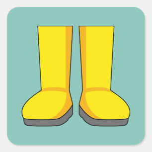 Sticker Carré Bottes de pluie jaunes en caoutchouc