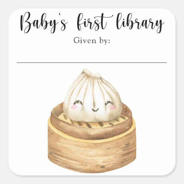 Sticker Carré bouchon d'aquarelle - première bibliothèque pour b (Devant)