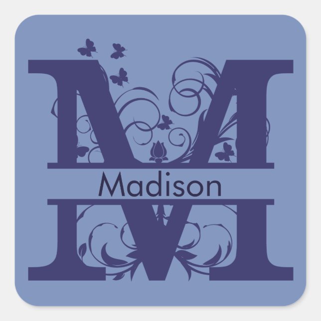 Sticker Carré Boucles de papillons de Madison Monogram (Devant)