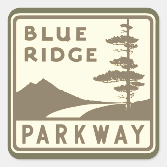 Sticker Carré Bouclier Blue Ridge Parkway (Devant)