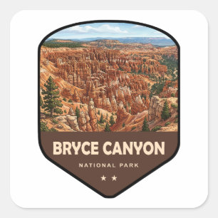 Sticker Carré Bouclier du Parc national de Bryce Canyon