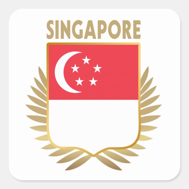 Sticker Carré Bouclier indicateur de Singapour (Devant)