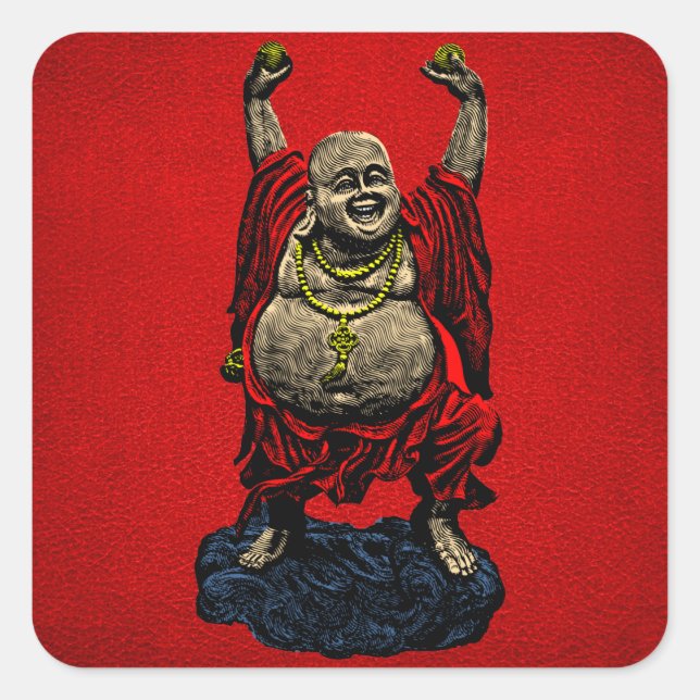 Sticker Carré Bouddha riant (4 couleurs) (Devant)
