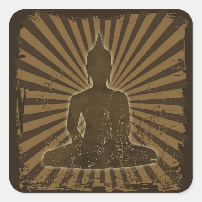 Sticker Carré Bouddha vintage (Devant)