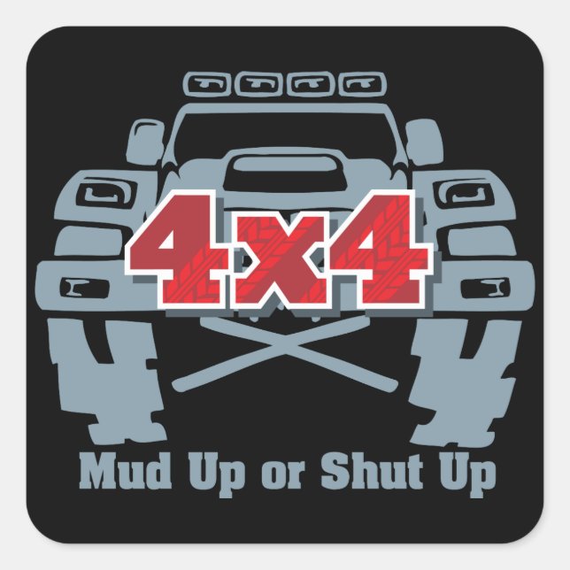 Sticker Carré Boue vers le haut ou éteint 4x4 hors route (Devant)