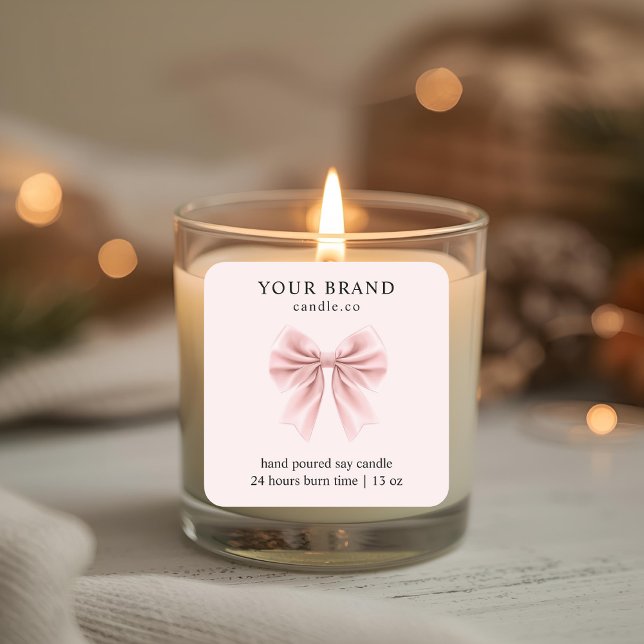 Sticker Carré Bougie Arc Rose Minimaliste (Créateur téléchargé)