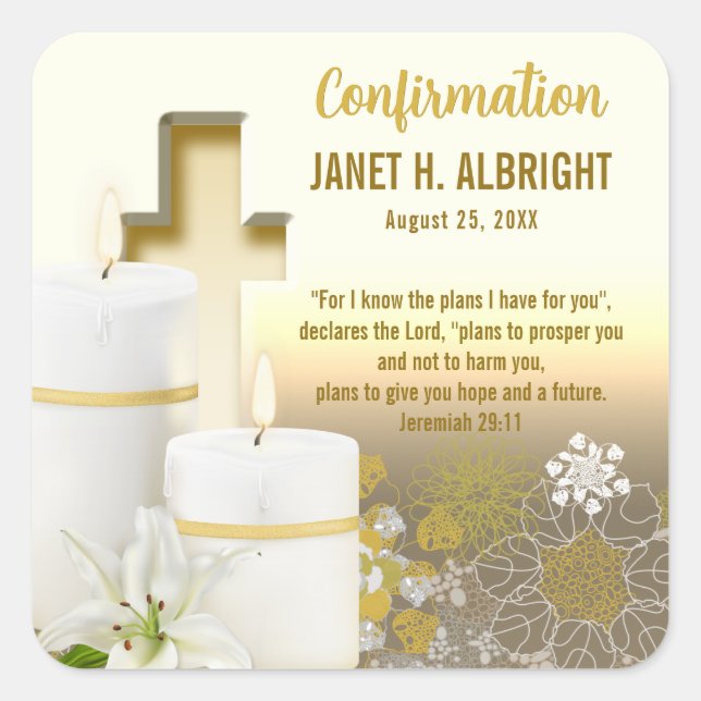 Sticker Carré Bougie de lys croisée (Devant)