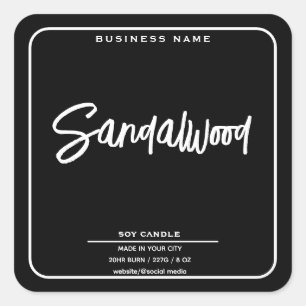 Sticker Carré Bougie de script minimaliste simple noir et blanc
