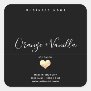 Sticker Carré Bougie de typographie de coeur en or de luxe