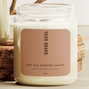 Sticker Carré Bougie d'emballage moderne Boho Neutral Beige Jar