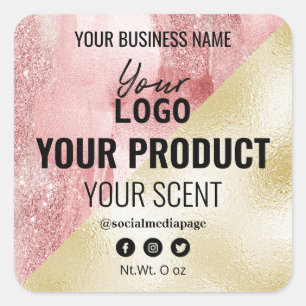 Sticker Carré Bougie D'Encre Soins De Peau Et De Beauté Étiquett