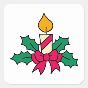 Sticker Carré Bougies de Noël