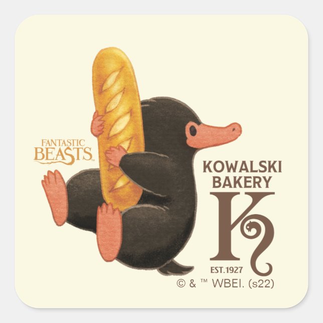 Sticker Carré Boulangerie Kowalski - Niffler Avec Pain (Devant)