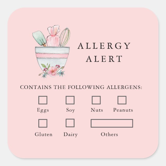 Sticker Carré Boulangerie Sécurité alimentaire Alerte allergie U (Devant)