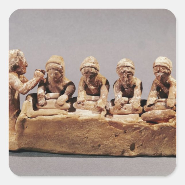 Sticker Carré Boulangers malaxant la pâte chez Thebes (Devant)