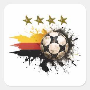 Sticker Carré Boule de football avec drapeau allemand et quatre