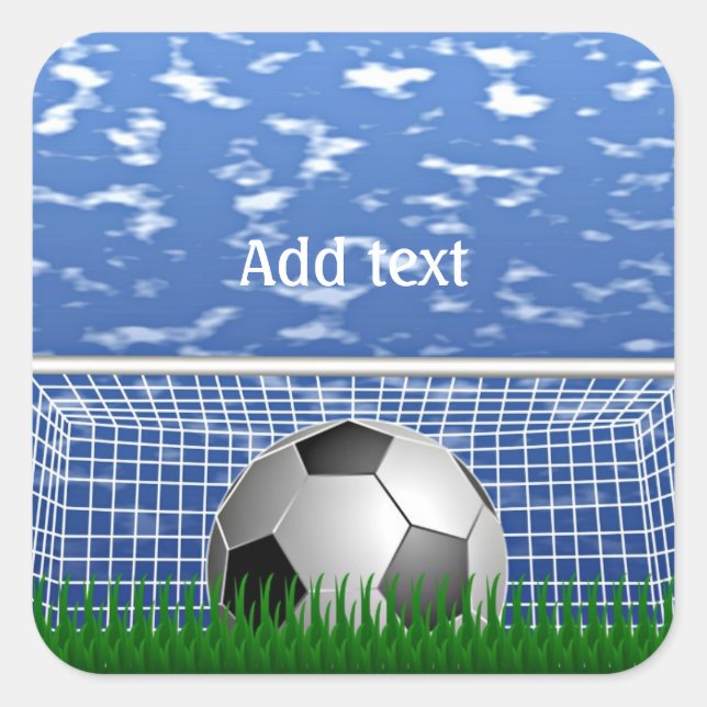 Sticker Carré Boule de football dans le net, modèle (Devant)