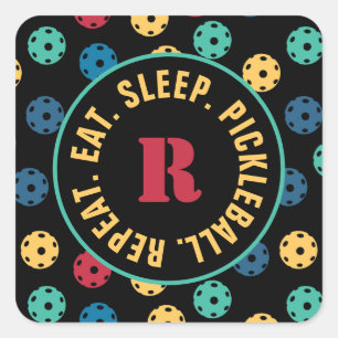 Sticker Carré 😍 boules à sabots rétro / noir avec initial