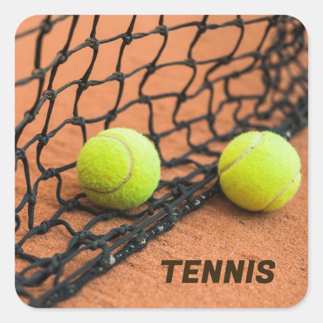 Sticker Carré Boules de tennis de texte personnalisées (Devant)