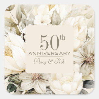 Sticker Carré Bouquet de crème vanille Anniversaire personnalisé