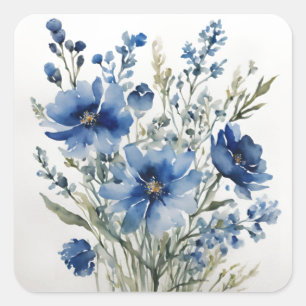 Sticker Carré Bouquet de fleurs aquarelle élégante