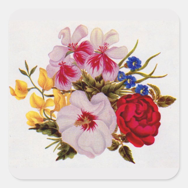 Sticker Carré Bouquet de fleurs du XVIIIe siècle (Devant)
