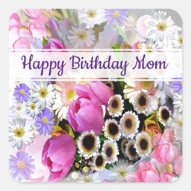 Sticker Carré Bouquet de printemps (Devant)