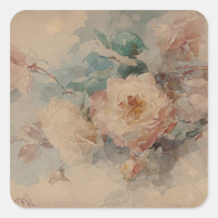 Sticker Carré Bouquet de Rose - Franz Bischoff