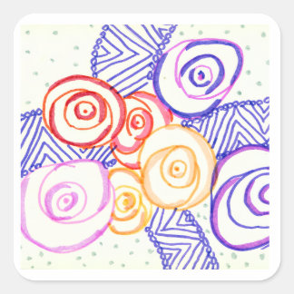 Sticker Carré bouquet de roses