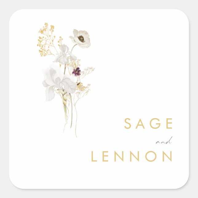 Sticker Carré Bouquet Fleur sauvage lunaire - Enveloppe Phoques (Devant)