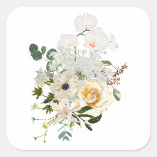 Sticker Carré Bouquet fleuri design fleurs de jardin.