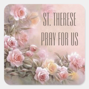 Sticker Carré Bouquet floral rose Saint Therese