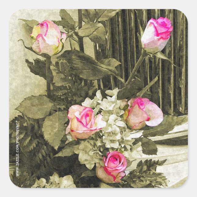 Sticker Carré Bouquet mariage (Devant)