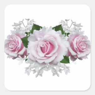 Sticker Carré Bouquet rose