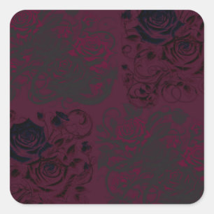 Sticker Carré Bourgogne et Noir Jardin Sombre Mariage Gothique G