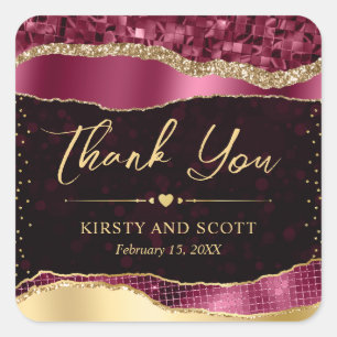 Sticker Carré Bourgogne et or Parties scintillant Glam Tears Mar