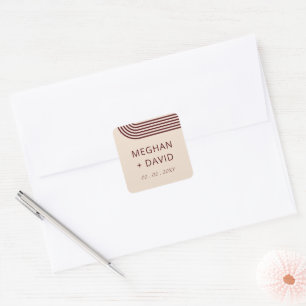 Sticker Carré Bourgogne Rustique Boho Aronné Mariage moderne