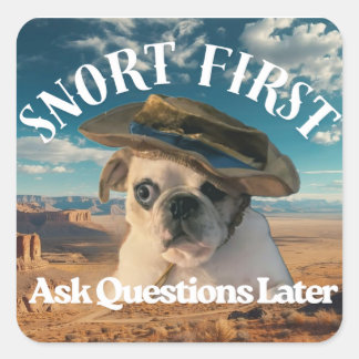 Sticker Carré Bout de nez de pug, posez des questions plus tard