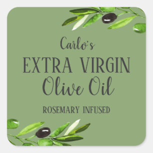 Sticker Carré Bouteille d'huile d'olive extra vierge Produit ver