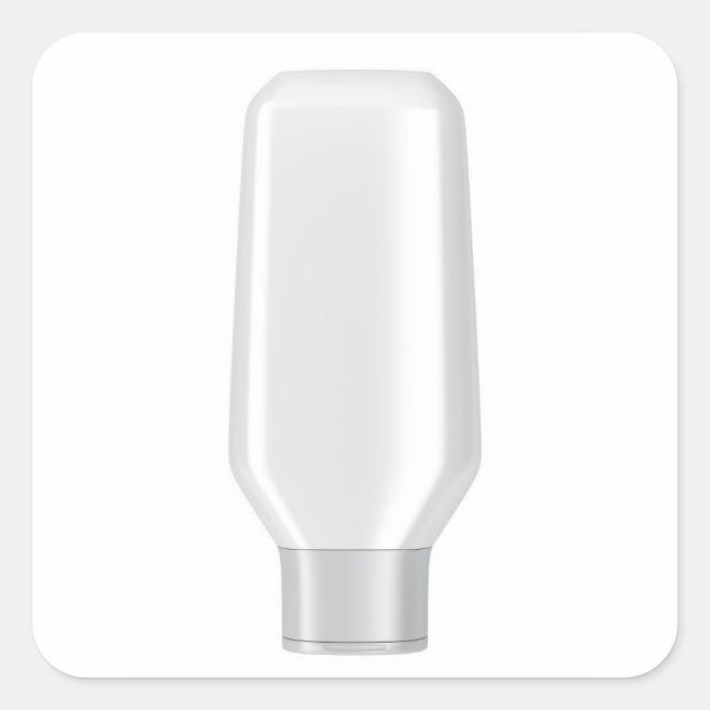 Sticker Carré Bouteille en plastique blanc pour shampooing (Devant)