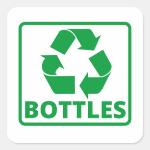 Sticker Carré Bouteilles de recyclage signe classique