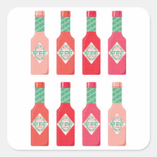 Sticker Carré Bouteilles de sauce chaud Bouteille chaude Cadeau 