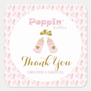 Sticker Carré Bouteilles Pink Baby shower fille