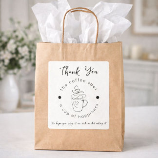 Sticker Carré Boutique De Café Personnalisée Ajouter Votre Logo 